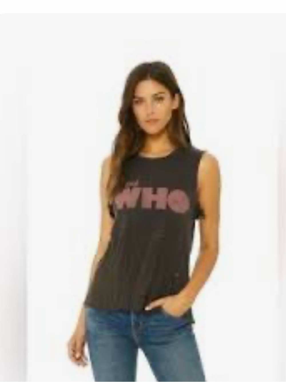 Chaser Black Muscle Tee with Pink WHO Graphic 0140